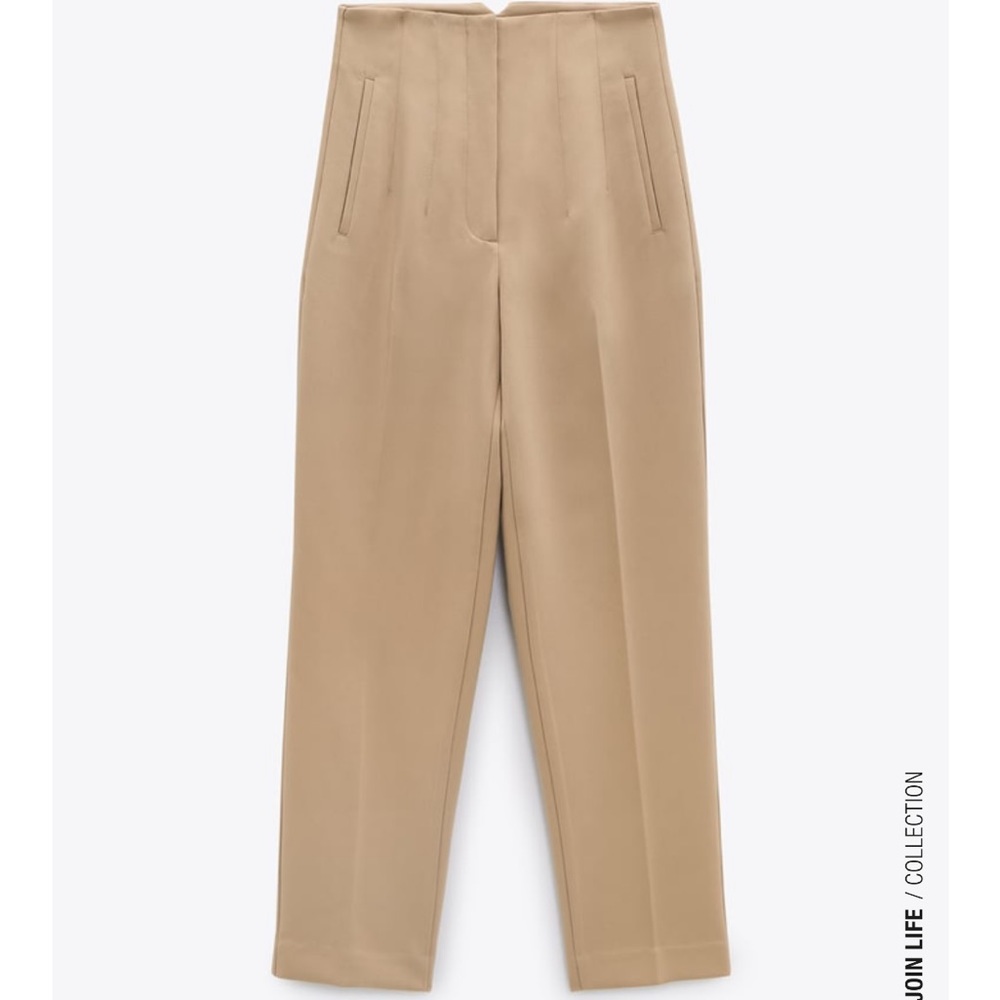 ZARA HIGH WAISTED PANTS TAUPE BROWN SIZE XL